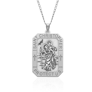 Saint Christopher Rectangular Tag Religious Medal  EXCLUSIVE 
