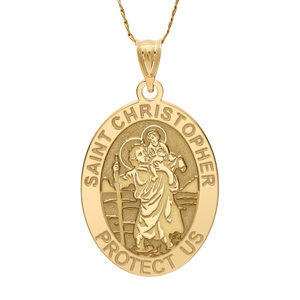 Saint Christopher OVAL Religious Medal   EXCLUSIVE 
