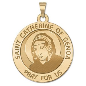Saint Catherine of Genoa Round Religious Medal    EXCLUSIVE 