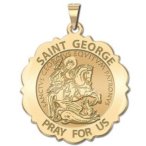 Saint George Scalloped Round Religious Medal  EXCLUSIVE 