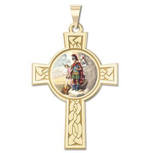 Saint Florian Cross Religious Medal   Color EXCLUSIVE 