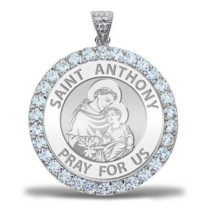 Saint Anthony CZ Religious Round Medal    EXCLUSIVE 