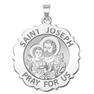 Saint Joseph Scalloped Religious Medal  EXCLUSIVE 