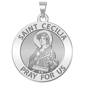Saint Cecilia Round Religious Medal    EXCLUSIVE 