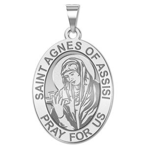 Saint Agnes Of Assisi Oval Religious Medal    EXCLUSIVE 