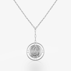 Round Saint Lucy Medal with Open Border Necklace