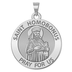 Saint Homobonus Round Religious Medal   EXCLUSIVE 