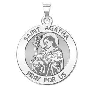 Saint Agatha Round Religious Medal   EXCLUSIVE 
