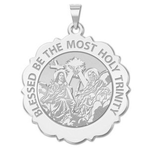 Holy Trinity Scalloped Round Religious Medal   EXCLUSIVE 