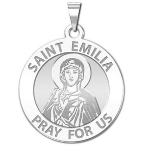Saint Emilia Round Religious Medal   EXCLUSIVE 