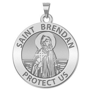 Saint Brendan Round Religious Medal    EXCLUSIVE 