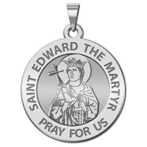 Saint Edward the Martyr Round Religious Medal  EXCLUSIVE 