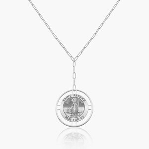 Round Saint Patrick Medal with Open Border Necklace