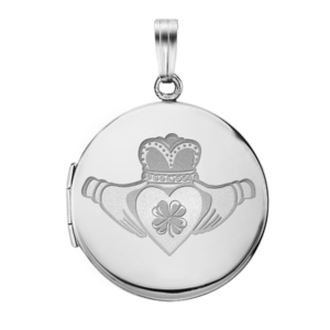 Round Claddagh With Clover Locket