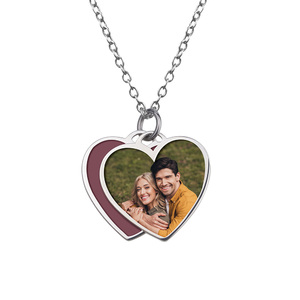 Tiffany Style Heart Swivel Photo Necklace