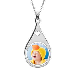 Teardrop Photo Pendant with Heart Cut Out