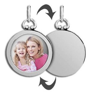 Sterling Silver Open Face Photo Pendant w  Engravable Back