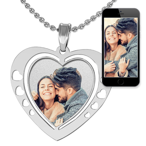 Heart Photo Pendant Charm w  Heart Cut Outs