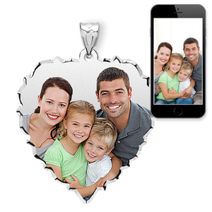 Small Scalloped Heart with Diamond Cut Edge Photo Pendant