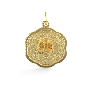 Baby Booties on Scalloped Disc Charm