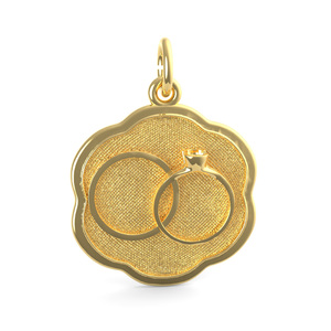 Wedding Rings Scalloped Disc Charm