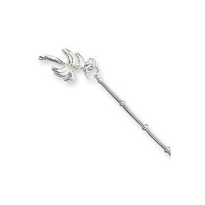 Sterling Silver Solid Polished Palm Tree Anklet
