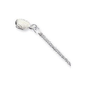 Sterling Silver Solid Polished 3 Dimensional Shell Anklet