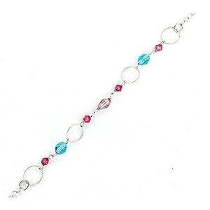 Sterling Silver Adjustable Anklet   Ankle Bracelet Beads   Hoops