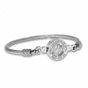 Stainless Steel Saint Catherine of Siena Bangle Bracelet