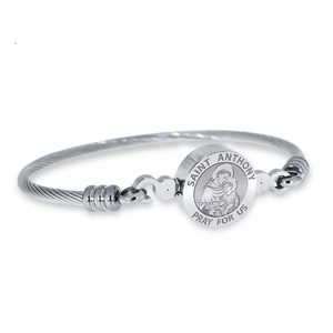 Stainless Steel Saint Anthony Bangle Bracelet