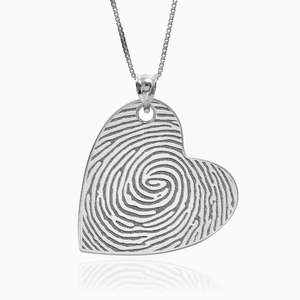 Custom Fingerprint Sideways Heart Charm or Pendant