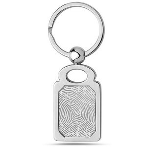 Stainless Steel Custom Fingerprint Rectangle Keychain