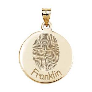 Custom Fingerprint Round Charm or Pendant