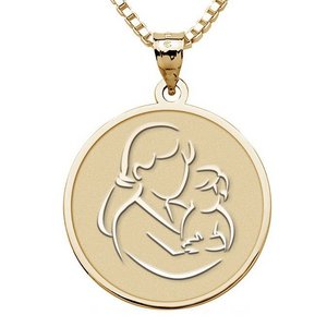 Mother and Son   Round Pendant