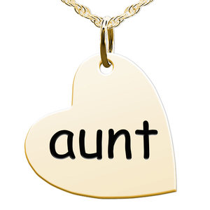 Aunt  Sideways Heart Shaped Charm