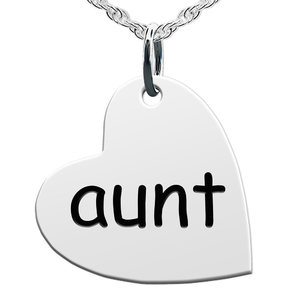 Aunt  Sideways Heart Shaped Charm
