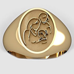 Mother with Two Daughters Oval Shaped  Mother s Ring 