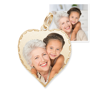 Petite Heart with Diamond Cut Edge Photo Charm For Bracelet
