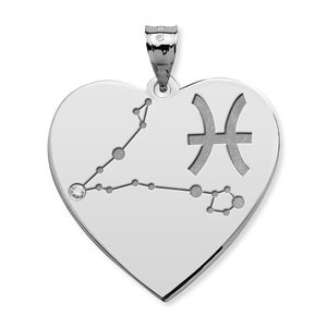 Pisces Symbol Heart Charm or Pendant