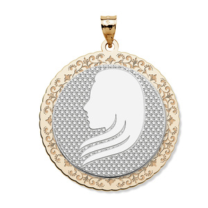 Virgo Symbol Two Tone Round Pendant