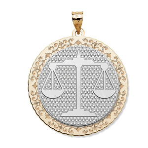Libra Symbol Two Tone Round Pendant