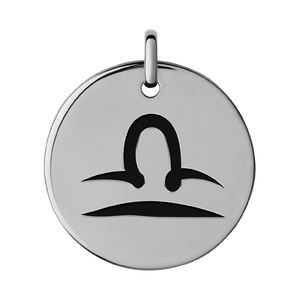 Libra Black Enameled Round Disc Charm