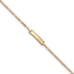 Custom Engraved 14k Gold Children s Figaro Link ID Bracelet