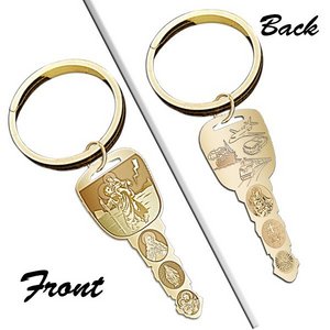 Saint Christopher Double Sided  Traveler s Key  Keychain